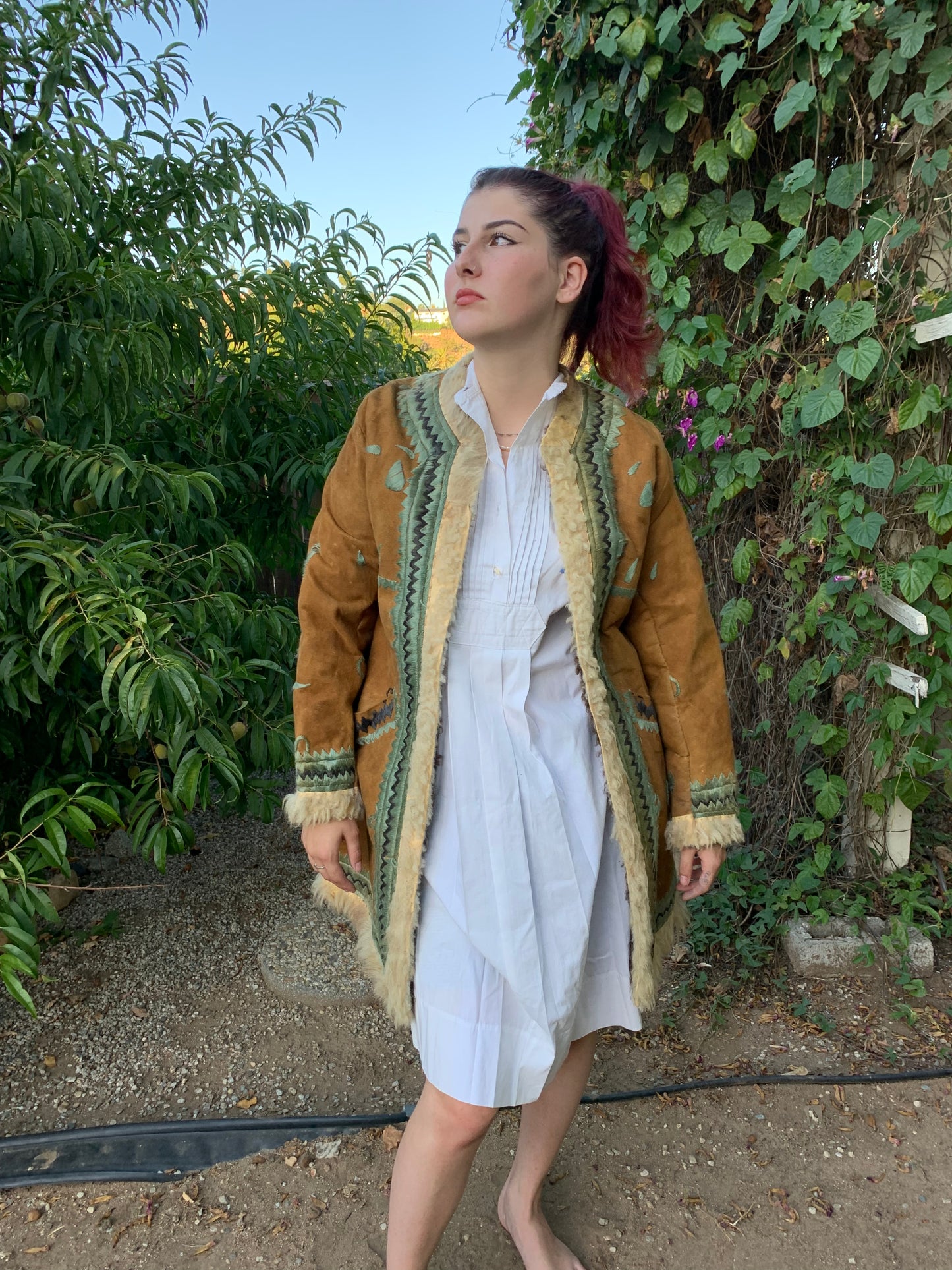 1960s Suede Embroidered Penny Lane Coat Jacket
