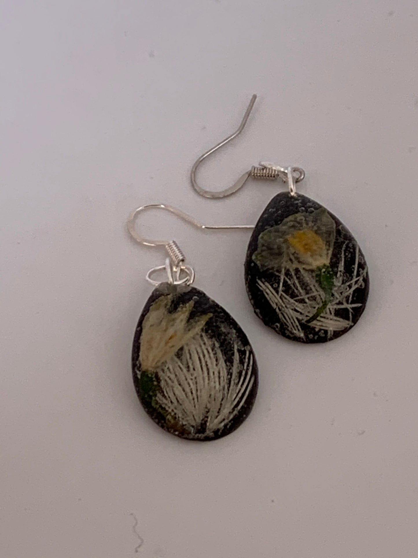 Wildflower and Asparagus Teardrop Earrings