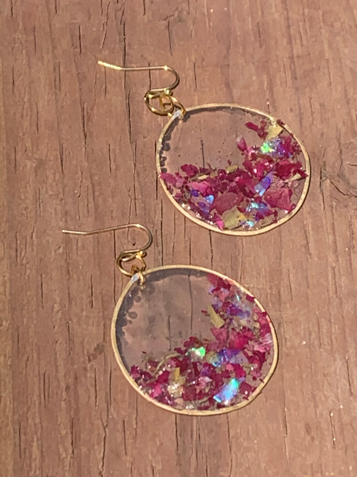 Rose Petal Opalescent Hoop Earrings