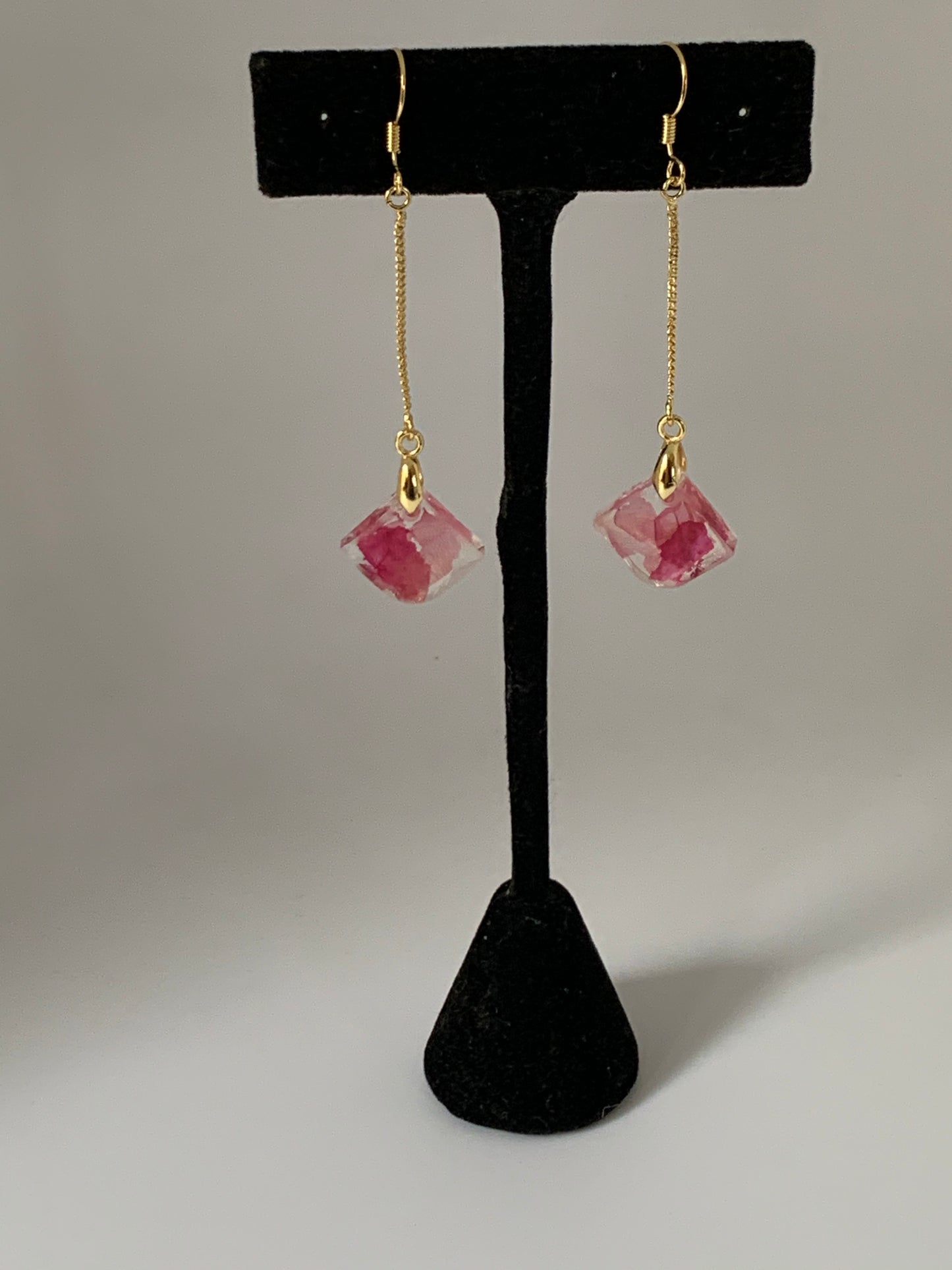 Rose Petal Asym Chain Earrings