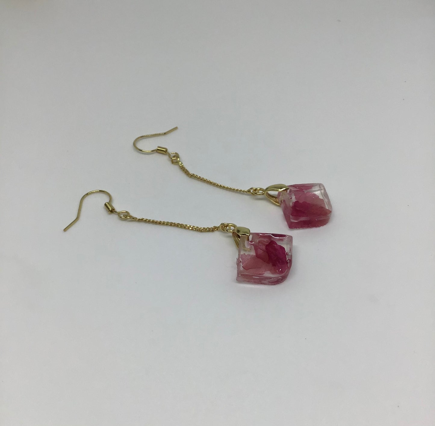 Rose Petal Drop Chain Earrings