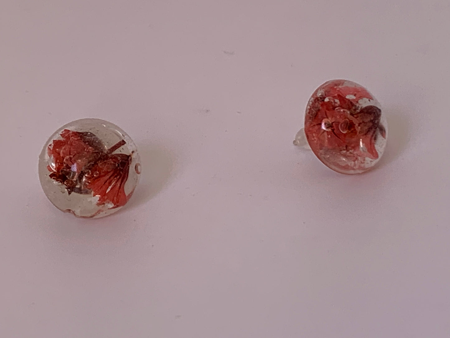 Petite Rouge Limonium Button Stud Earrings