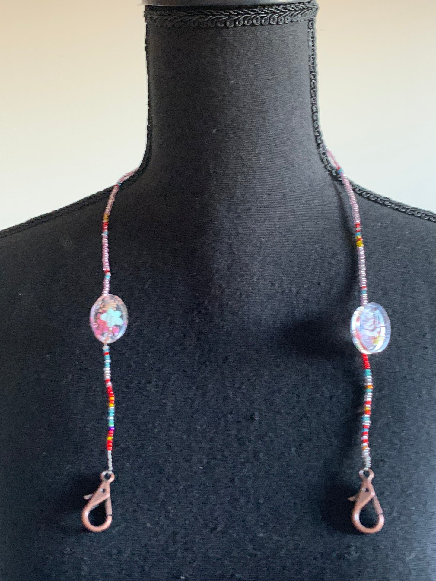 Multi Color and Wildflower Beaded Mask Holder