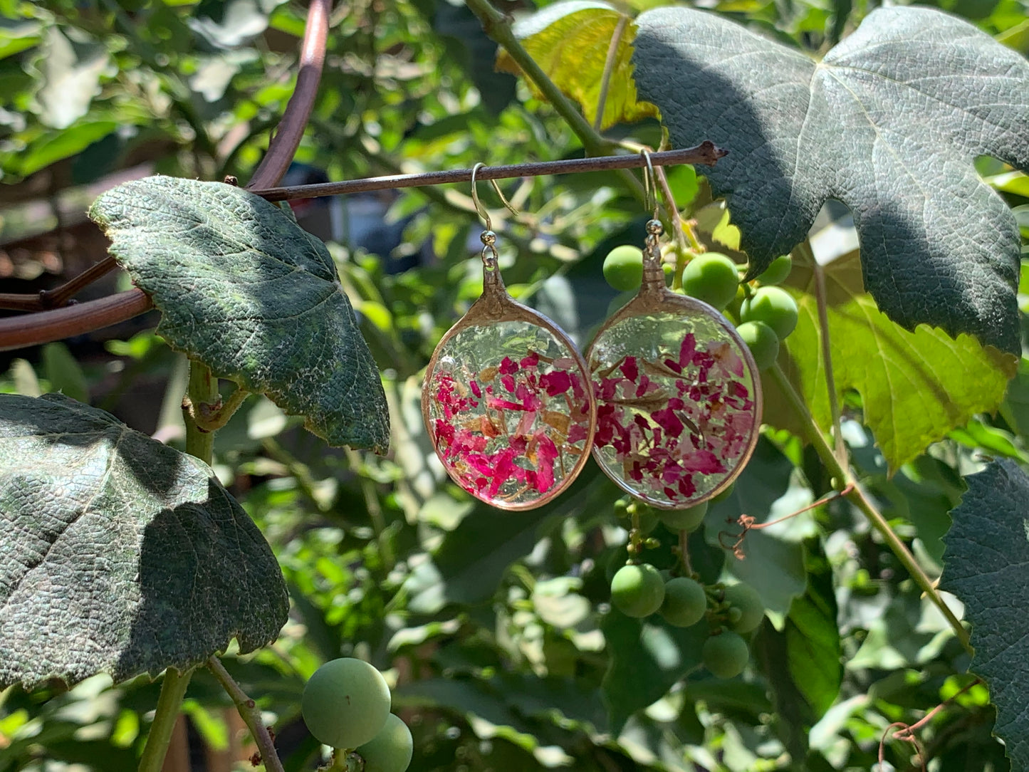 Rose Petal & Gold Leaf Earrings