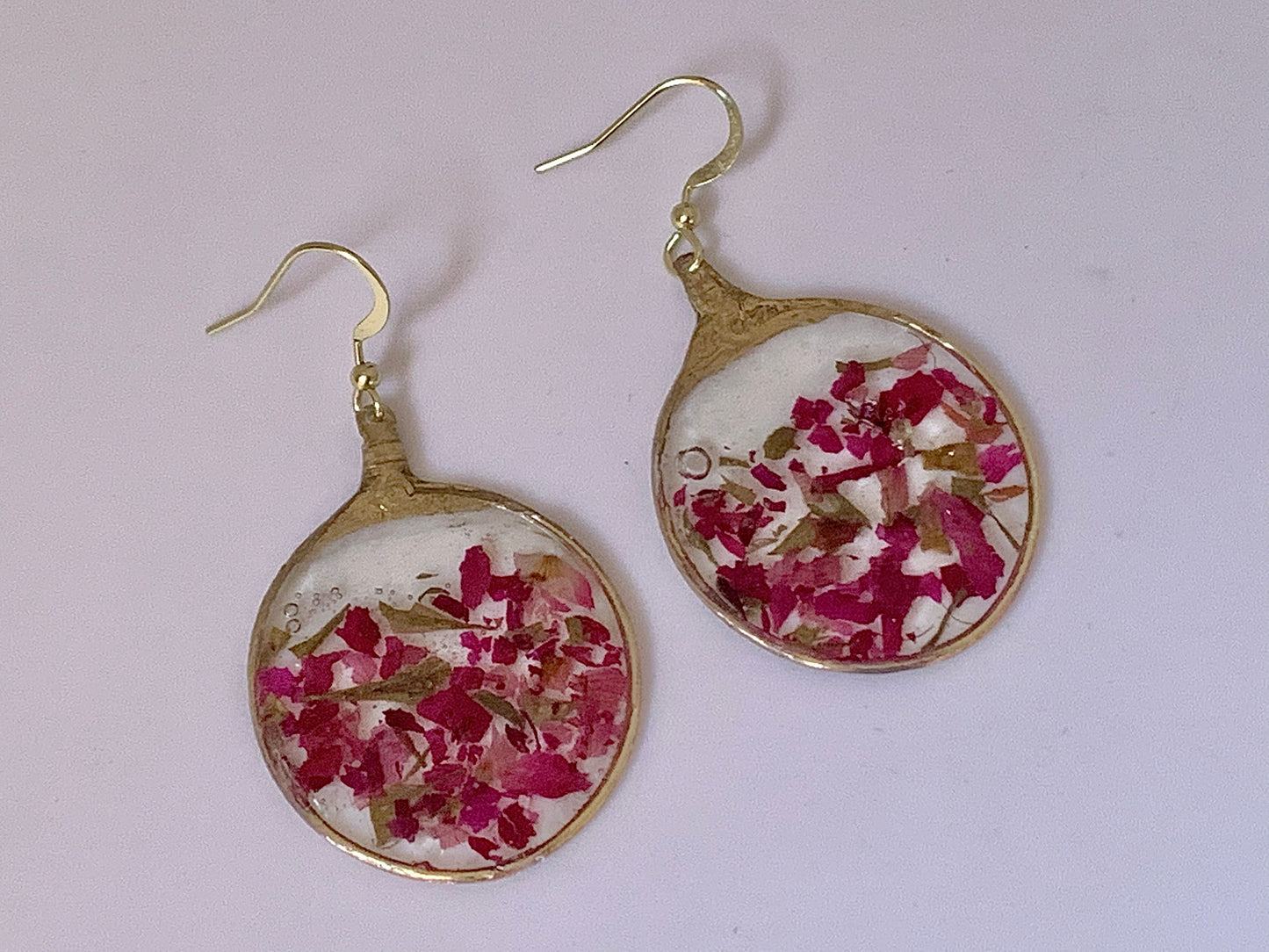 Rose Petal & Gold Leaf Earrings