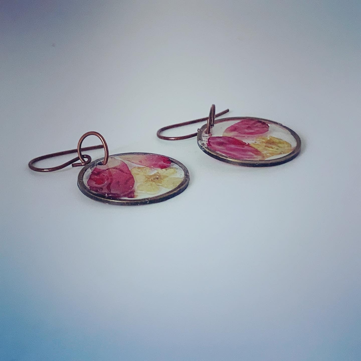 Petite Hoop Rose Petals & Wildflower Earrings
