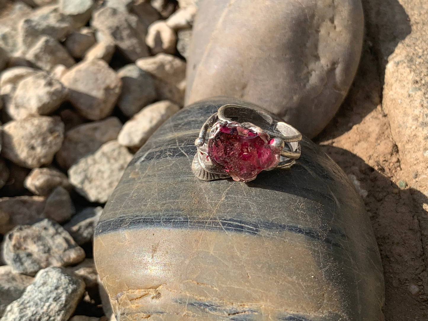 Limited Bezeled Rose Petal Flower and Leaf Ring