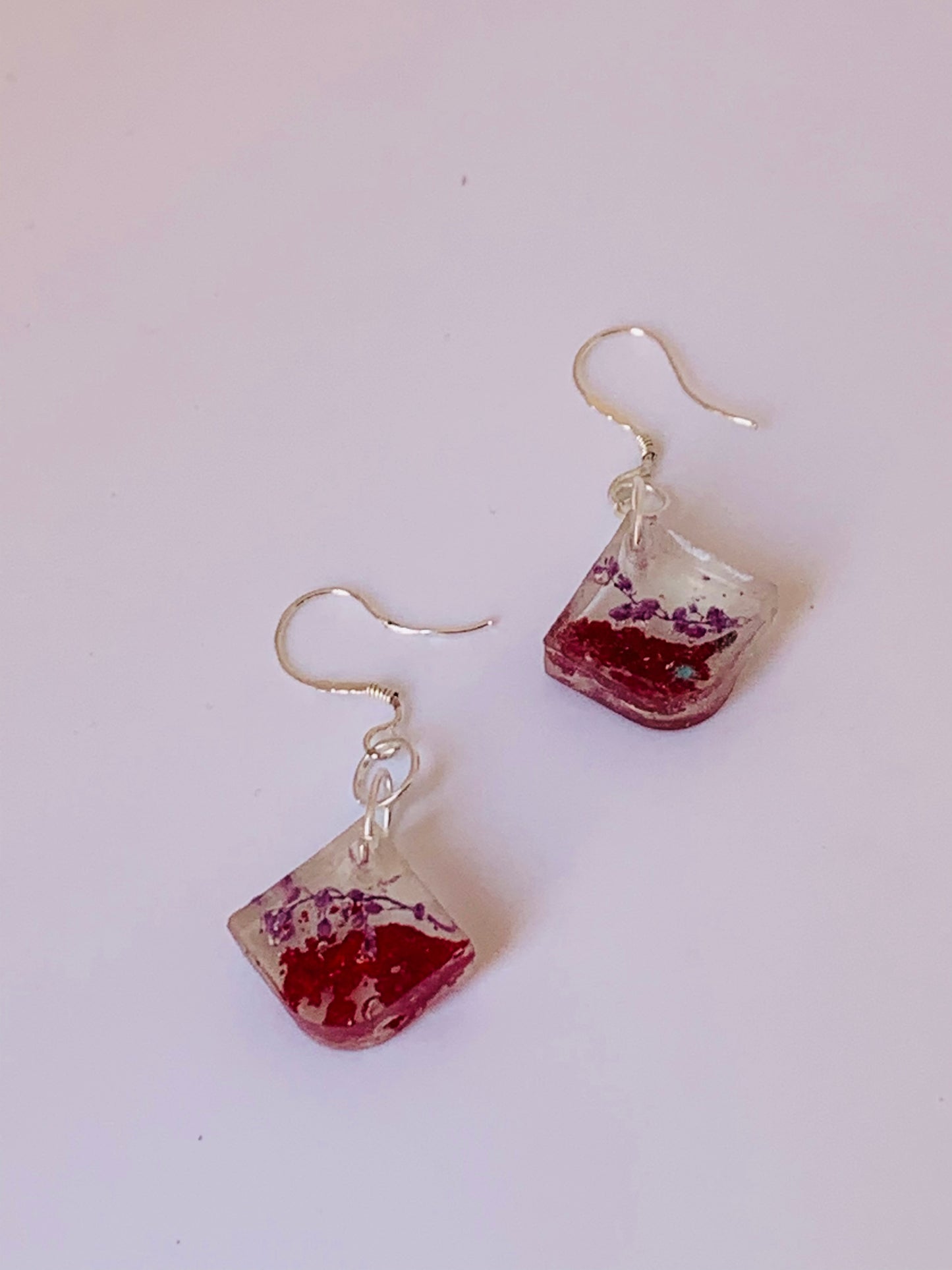 Petite Pomegranate Petal and Lamae Angle Earrings