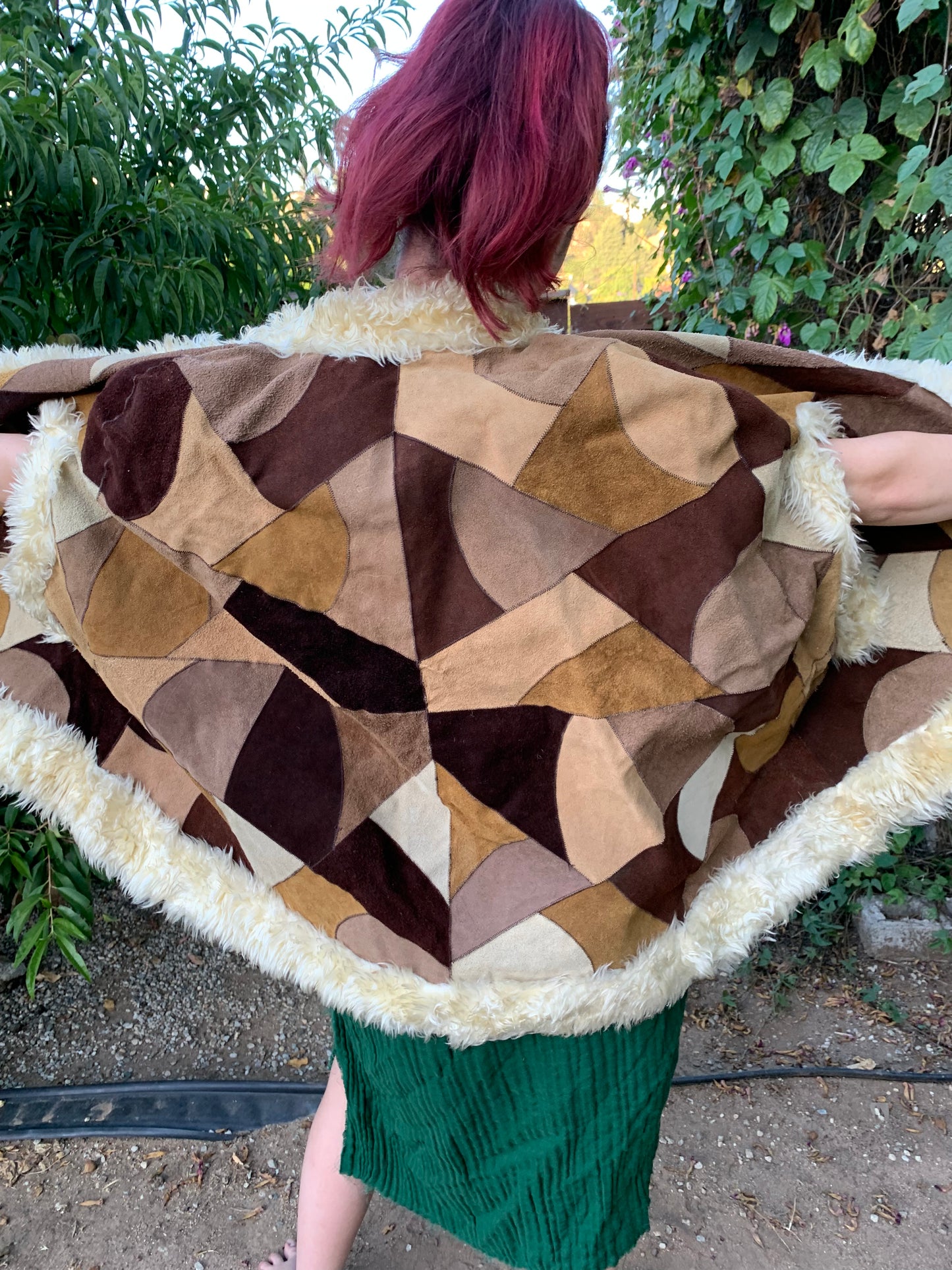 1960s Quilt Patchwork Suede Poncho