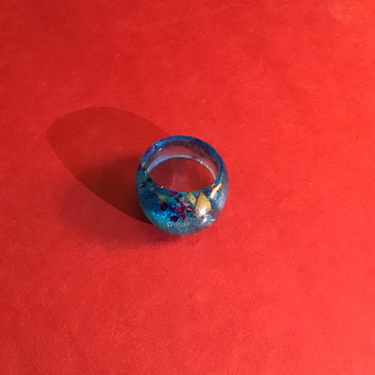 Cobalt Rose Petal Ring