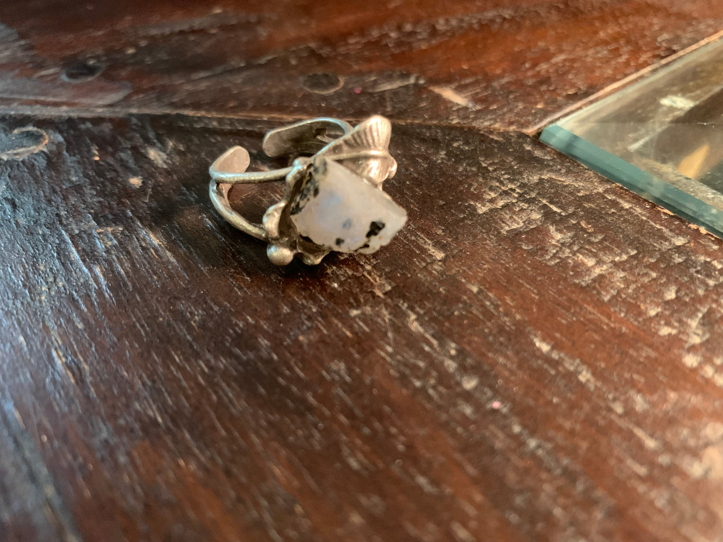 Moonstone Flower and Leaf Ring