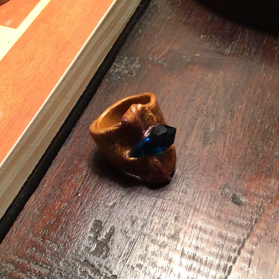 Gold Clay and Swarovski Crystal Ring