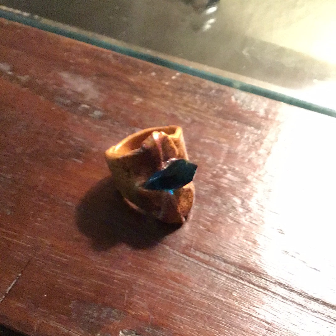 Gold Clay and Swarovski Crystal Ring