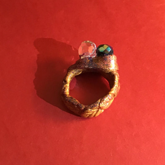 Clay and Swarovski Crystals Ring